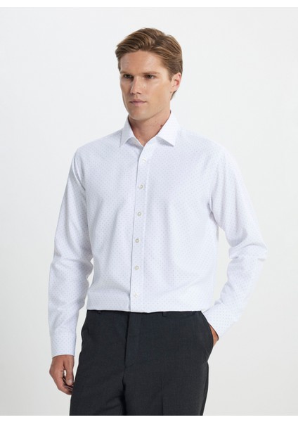 Slim Fit Klasik Yaka Beyaz - Haki Erkek Gömlek Ace202510080_Gömlek Par Nm modelleri