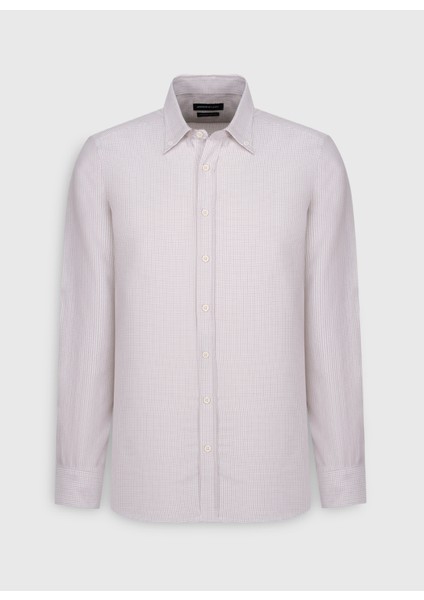Slim Fit Düğmeli Yaka Bej Erkek Gömlek Ace202510015_Gömlek Par Dy