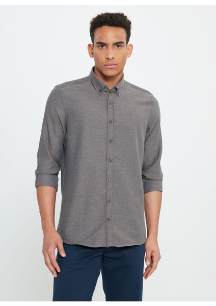 Slim Fit Düğmeli Yaka Kahve Erkek Gömlek Ace202510303_Gömlek Par Dy fiyatları