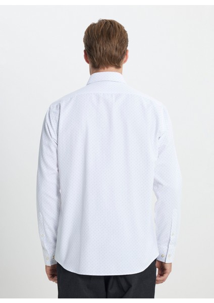 Slim Fit Klasik Yaka Beyaz - Haki Erkek Gömlek Ace202510080_Gömlek Par Nm indirimleri