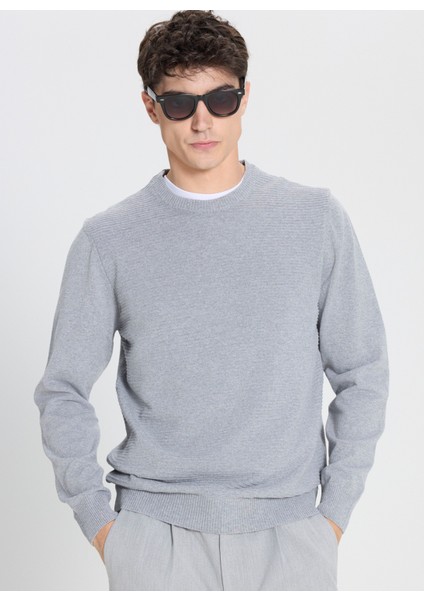 Bisiklet Yaka Standart Gri Melanj Erkek Kazak ACE492510287_TRIKO Bısıklet Yaka modelleri