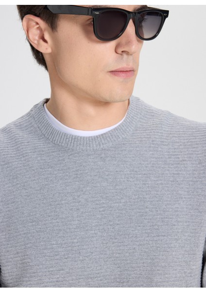 Bisiklet Yaka Standart Gri Melanj Erkek Kazak ACE492510287_TRIKO Bısıklet Yaka indirimleri