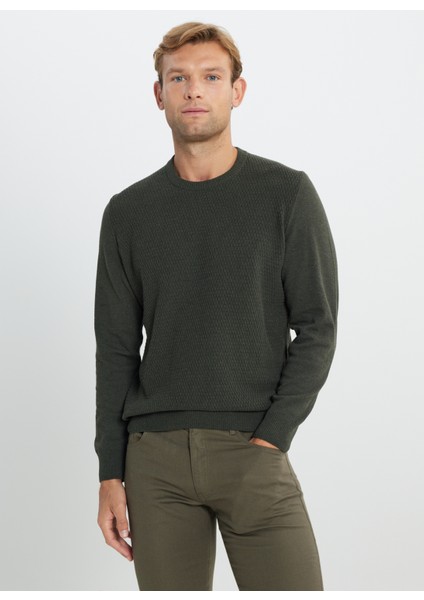 Bisiklet Yaka Standart Haki Erkek Kazak ACE492510284_TRIKO Bısıklet Yaka