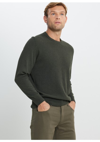 Bisiklet Yaka Standart Haki Erkek Kazak ACE492510284_TRIKO Bısıklet Yaka fırsatları