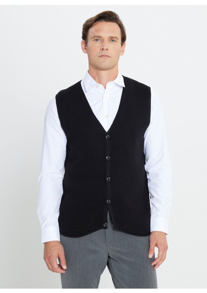 V Yaka Standart Siyah Erkek Kazak ACE492510255_TRIKO V Yaka modelleri