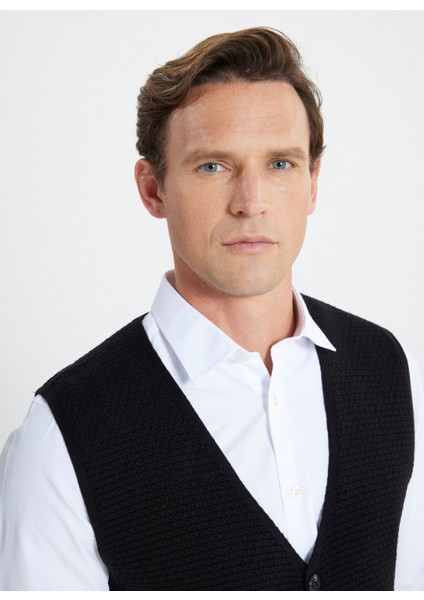 V Yaka Standart Siyah Erkek Kazak ACE492510255_TRIKO V Yaka fırsatları