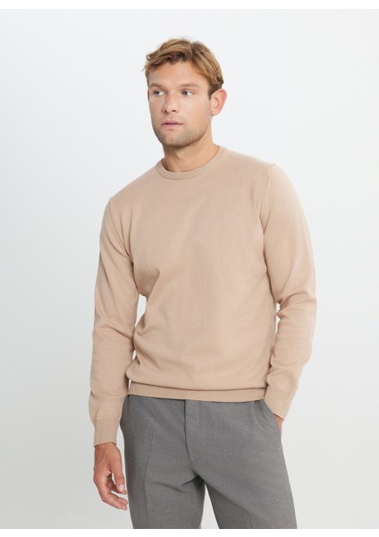 Bisiklet Yaka Standart Bej Erkek Kazak ACE492510013_TRIKO Bısıklet Yaka