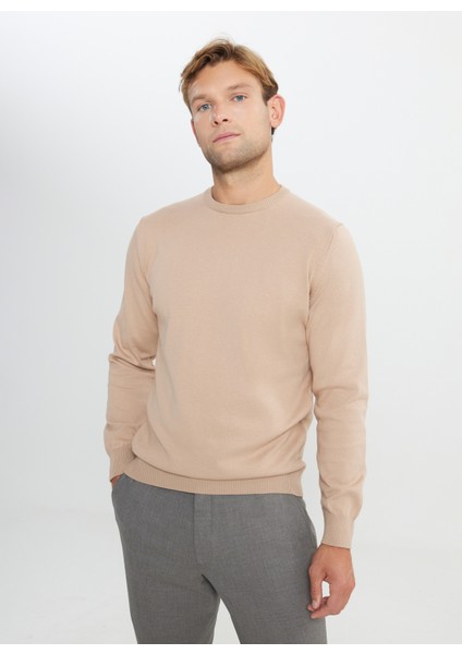 Bisiklet Yaka Standart Bej Erkek Kazak ACE492510013_TRIKO Bısıklet Yaka modelleri