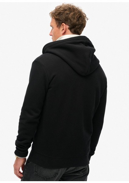 Kapüşon Yaka Siyah Sweatshırt M2013116A02A_ESSENTIAL Logo Zıp Hoo fırsatları