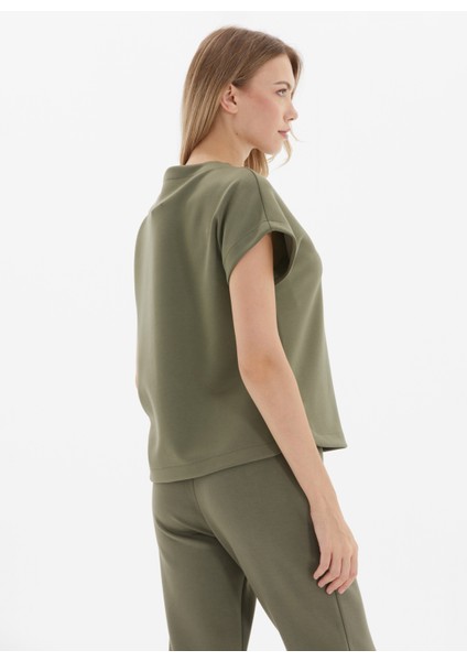 Kayık Yaka Düz Haki Kadın Bluz 24KSL8951 modelleri