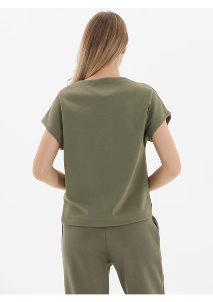 Kayık Yaka Düz Haki Kadın Bluz 24KSL8951 fırsatları
