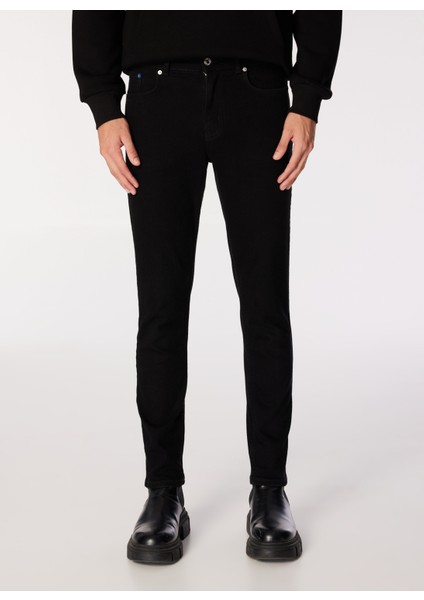 Slim Fit Düz Siyah Erkek Denim Pantolon 245D1105_KLJ Slım Denım modelleri