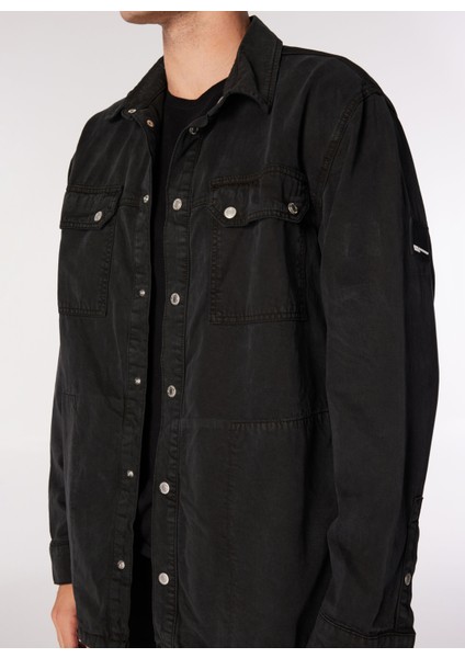 Normal Siyah Düz Erkek Gömlek 245d1403_Klj Mıx Materıal Jacket fırsatları