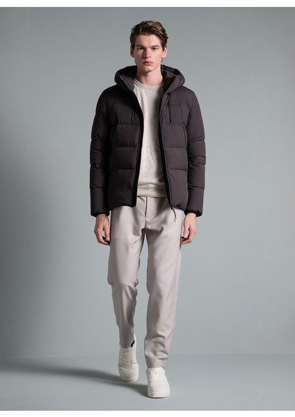 Kapüşon Yaka Koyu Kahve Erkek Standart Mont Jump