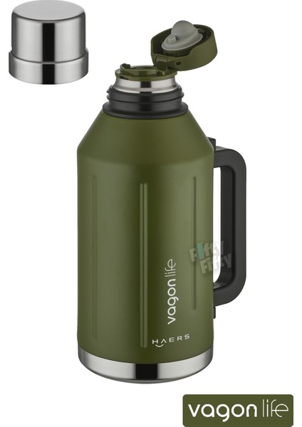 1.2 Litre Bardaklı Kullanım Kulplu Paslanmaz Çelik TERMOS-FFVGN1004-1200ML