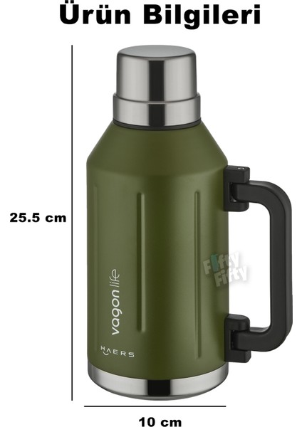 1.2 Litre Bardaklı Kullanım Kulplu Paslanmaz Çelik TERMOS-FFVGN1004-1200ML