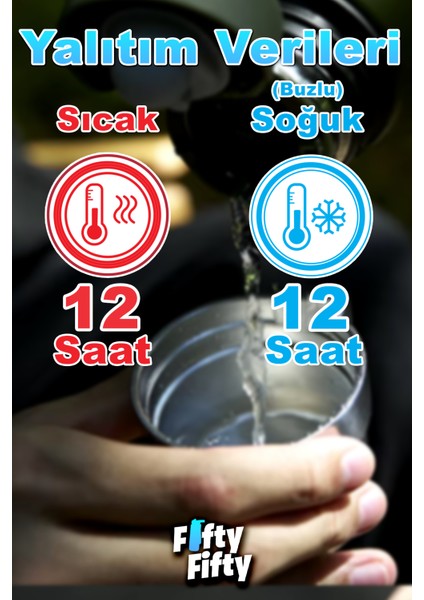 1.2 Litre Bardaklı Kullanım Kulplu Paslanmaz Çelik TERMOS-FFVGN1004-1200ML