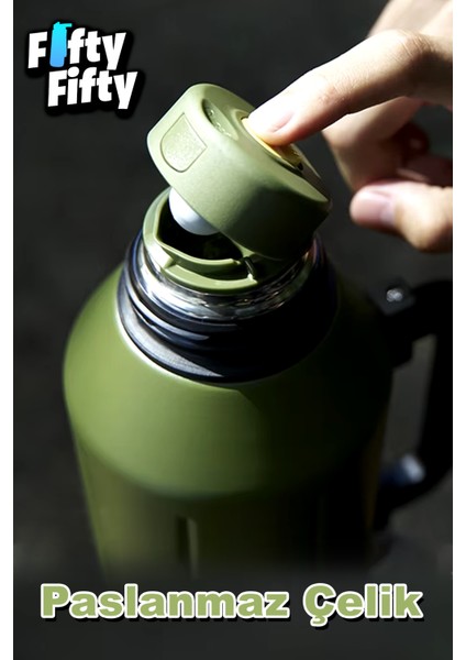 1.2 Litre Bardaklı Kullanım Kulplu Paslanmaz Çelik TERMOS-FFVGN1004-1200ML
