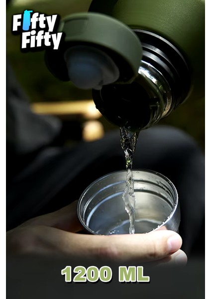 1.2 Litre Bardaklı Kullanım Kulplu Paslanmaz Çelik TERMOS-FFVGN1004-1200ML