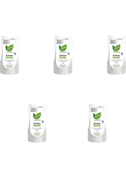 Doğaya Dönüş Ekolojik Doğal Kağıt Karton Bardak - 7oz - 10'lu 5 Paket