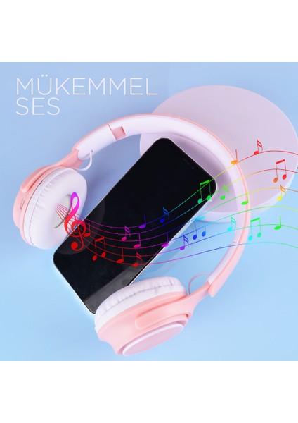 Mobify M6 Pro Ayarlanabilir ve Katlanabilir Kulak Üstü Bluetooth Kulaklık Pembe