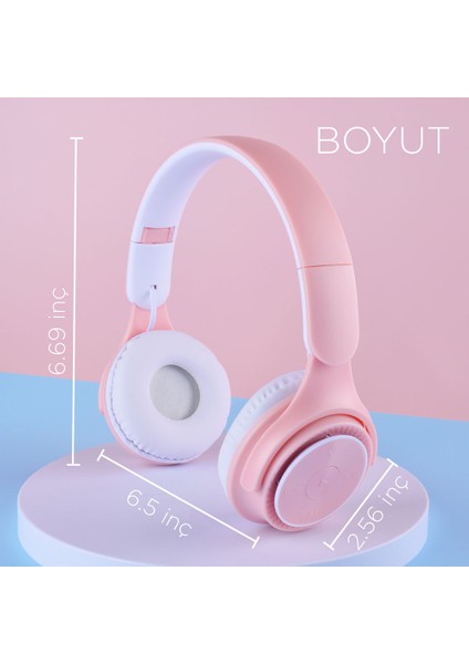 Mobify M6 Pro Ayarlanabilir ve Katlanabilir Kulak Üstü Bluetooth Kulaklık Pembe