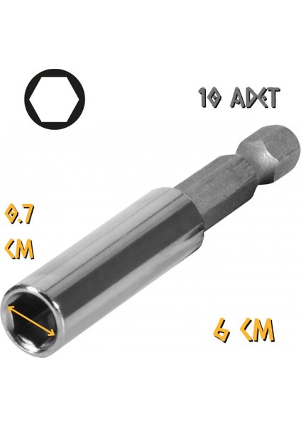Kupa Tyson Bits Uç Uzatma Adaptörü - 6 Cm. - 10 Adet