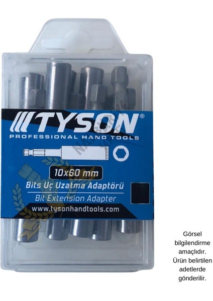 Kupa Tyson Bits Uç Uzatma Adaptörü - 6 Cm. - 10 Adet