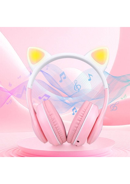 Technoguru Kedi Kulağı Tasarımlı Rgb Işıklı Katlanabilir Bluetooth Kulaklık Stn-28 Pro Mavi