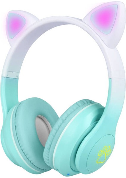 Technoguru Kedi Kulağı Tasarımlı Rgb Işıklı Katlanabilir Bluetooth Kulaklık Stn-28 Pro Yeşil