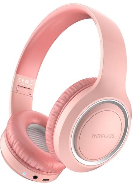 Technoguru Yüksesk Bass ve Yükses Ses Kalitesi Özellikli Ayarlanabilir Ölçülü ve Katlanabilir Uıd-10 Kafa Üstü Bluetooth Kulaklık Pembe