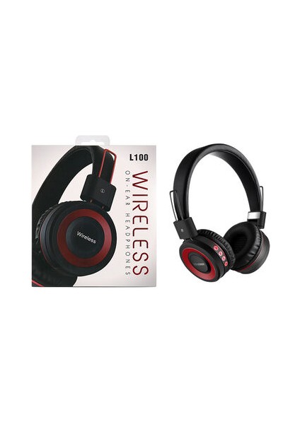 Technoguru 40MM Dinamik Sürücülü Kafa Üstü L100 Bluetooth Kulaklık Kırmızı