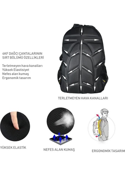 Günlük Seyahat Okul Sırt Çantası Trekking Kamp Av Yürüyüş Çantası Usbli Siyah fiyatları