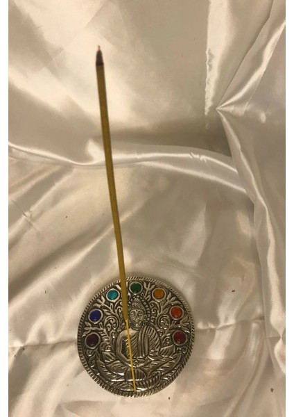 Çubuk Tütsülük Işlemeli Çelik Buda Budha Konik Tütsülük Yuvarlak 7 Çakra