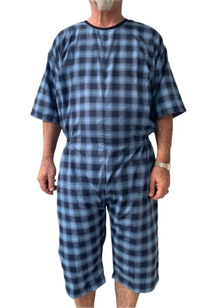 Hasta Bakım Kıyafeti - Hasta Tulumu - Kısa Kol - Yeni Model - Medium Beden