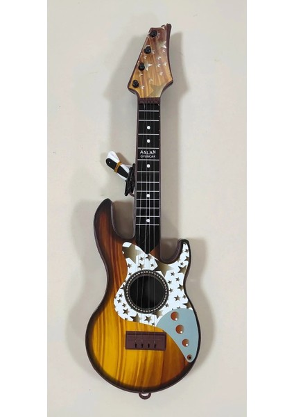 4 Telli Kahverengi Elektro Oyuncak Gitar 23 Nisan Gösterisi Çocuk Gitarı 50 Cm.