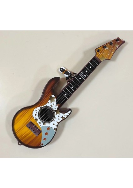 4 Telli Kahverengi Elektro Oyuncak Gitar 23 Nisan Gösterisi Çocuk Gitarı 50 Cm.