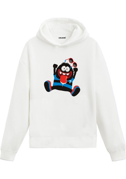 Unisex Pamuk Enerjik Karikatür Kapşonlu Sweatshirt Hoodie Eğlenceli Neşeli Karakter Deseni