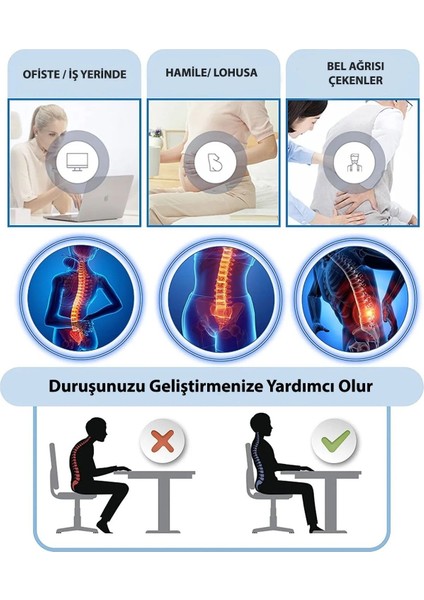 Ortopedik Ofis Sandalye Oto Araç Koltuk Bel Destek Yastığı Sırt Minderi