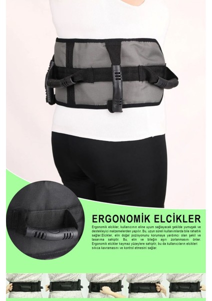 Hasta Yürüyüş Destek ve Denge Kemeri Hasta Taşıma Aparatı - 60 - 80 kg Arası - Gri Renk