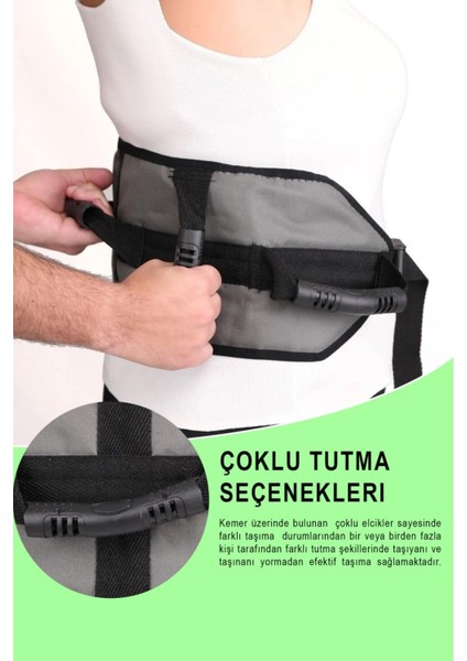Hasta Yürüyüş Destek ve Denge Kemeri Hasta Taşıma Aparatı - 60 - 80 kg Arası - Gri Renk