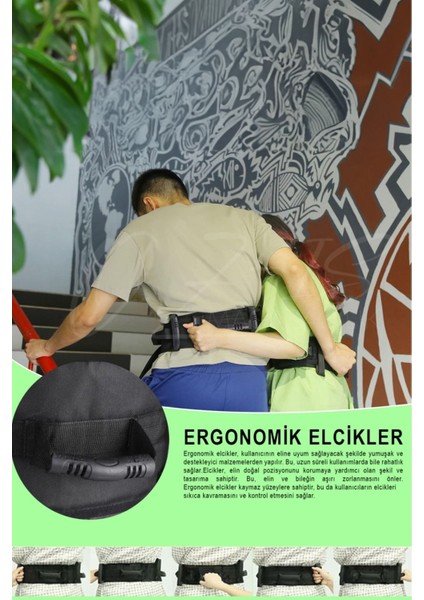 Hasta Yürüyüş Destek ve Denge Kemeri Hasta Taşıma Aparatı - 60 - 80 kg Arası - Gri Renk