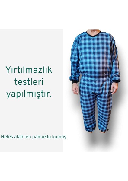 Ribanalı Demans Tulumu - Terletmez Ekose Kumaş - Pamuk - Small Beden modelleri