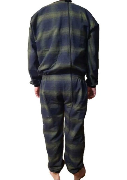 Demans Tulumu - Hasta Bakım Kıyafeti - Terletmez Ekose Kumaş - Pamuk - Small Beden modelleri