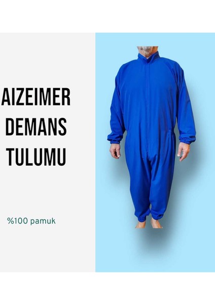 Demans Tulumu - Hasta Bakım Kıyafet - Terletmez Pamuklu Kumaş - Small Beden