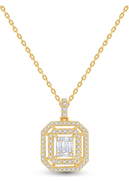 0.35 Karat Tasarım Pırlanta Baget Kolye