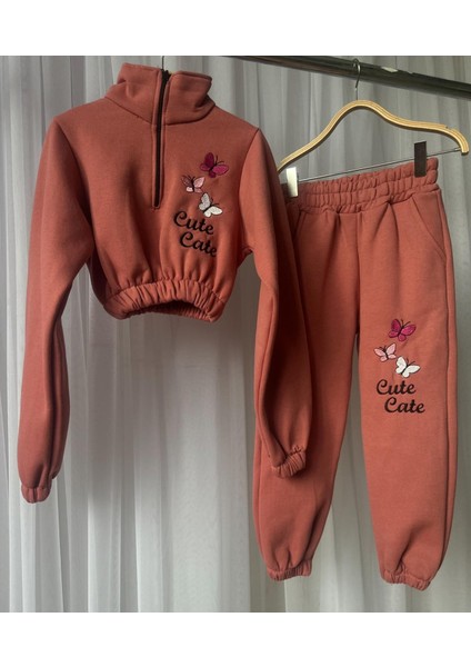 Gala Kız Çocuk Kelebek Işlemeli Crop Eşofman Takımı