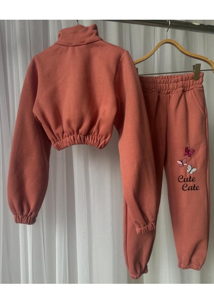 Gala Kız Çocuk Kelebek Işlemeli Crop Eşofman Takımı