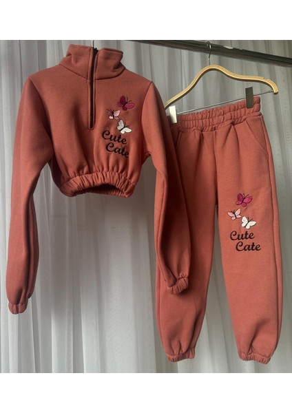 Gala Kız Çocuk Kelebek Işlemeli Crop Eşofman Takımı