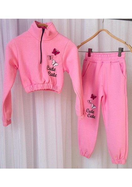 Gala Kız Çocuk Kelebek Işlemeli Crop Eşofman Takımı